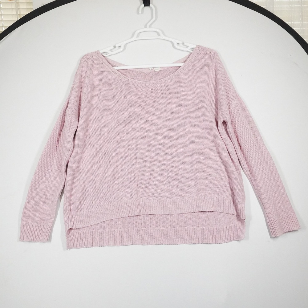 Moth Anthropologie Sweater Womens S Pink Cotton Knit High Low Scoop Neck Boho